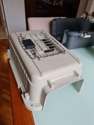 Transportín para gato beige y gris