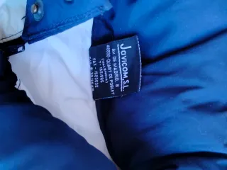 Chaqueta Puffer Plumas Ganso Azul/Blanco