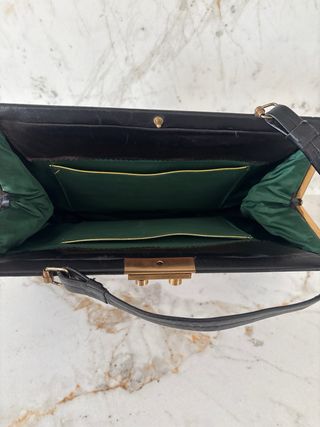 Bolso Petit Point Flores Negro Multicolor