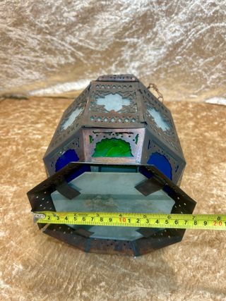 Lampada porta candele in metallo e vetro