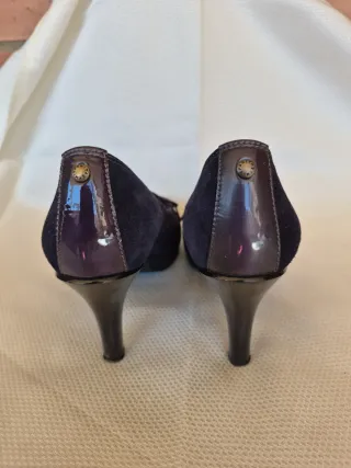 Zapatos Hispanitas Mujer Tacon Negro/Morado
