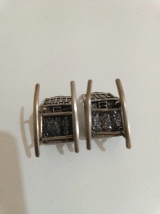 Coppia di miniature Sedie Dondolo Argento Vintage