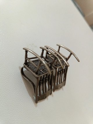Coppia di miniature Sedie Dondolo Argento Vintage