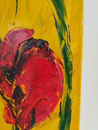 Dipinto olio su tela fiori rossi