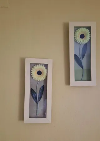 Juego 2 cuadros decorativos flores 17x40