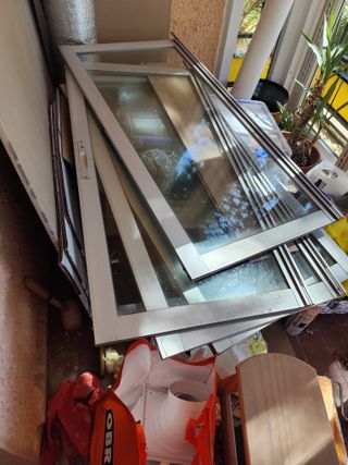 2 ventanas aluminio 4 hojas a recoger