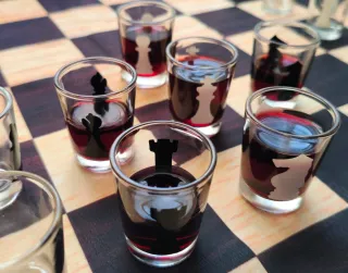 Set Scacchi con Bicchieri in Cristallo