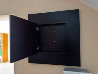 Espejo recibidor de madera y cristal para llaves