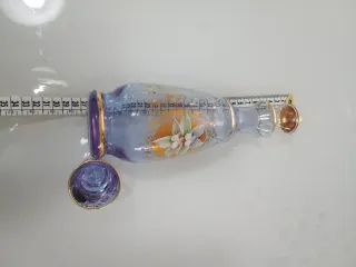 Caraffa e 6 Bicchieri Vetro Decorati Oro