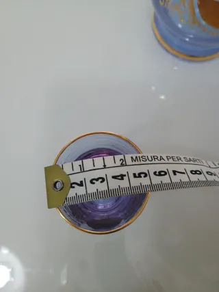Caraffa e 6 Bicchieri Vetro Decorati Oro