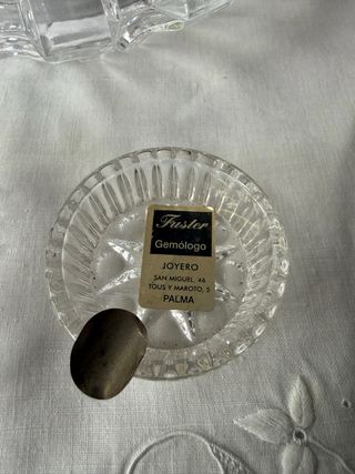 Conjunto Ceniceros ,cajita Cristal Tallado y plata