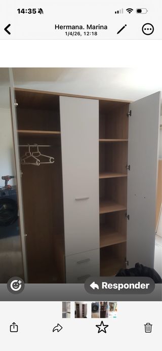 Armario blanco y marrón