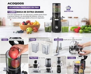 Extractor Zumo/verduras ACOQOOS TM-680SJ 1,8L 300W