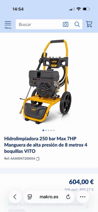 Hidrolimpiadora Vito 225 bar Gasolina 4T