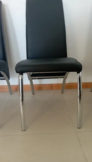 Juego de 5 Sillas Negras Piel Sintética