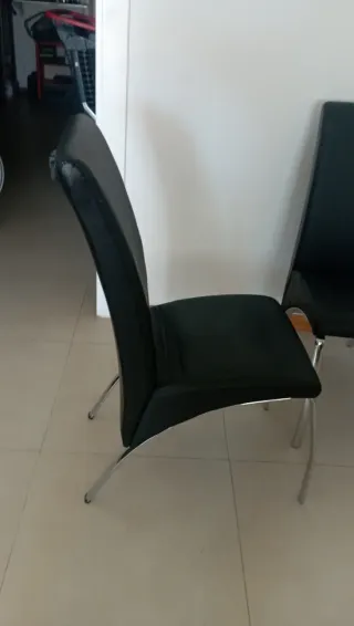 Juego de 5 Sillas Negras Piel Sintética