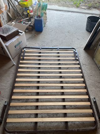 Base Cama Metal/Madera Negra/Marrón