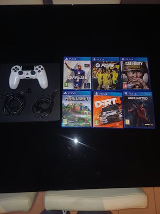 PS4 (PlayStation 4) Negra + Mando y Juegos