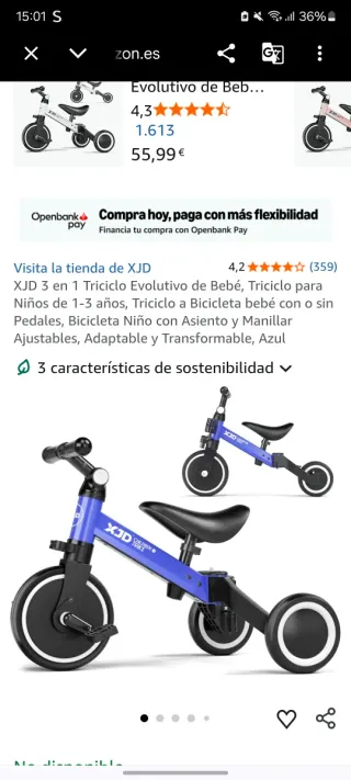 Triciclo evolutivo 3 en 1 azul