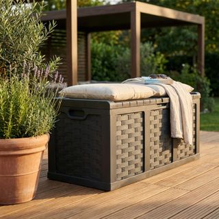 Baule da Esterno in Wicker Antracite 157 x 75 cm