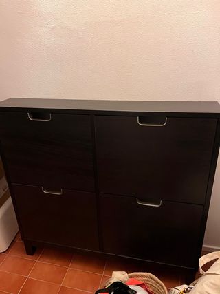Zapatero Ikea Negro Madera Metal