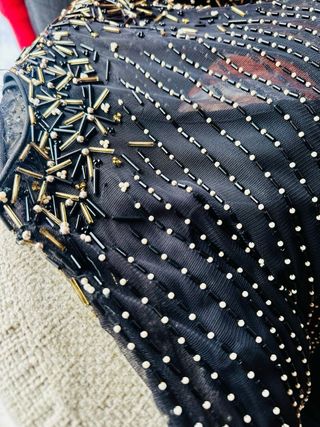 Vestido Negro Tul Pedrería Purificación Garcia