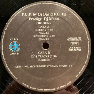 Vinilo P.C.P. Origens - DJ David F.L. Prodigy Manu