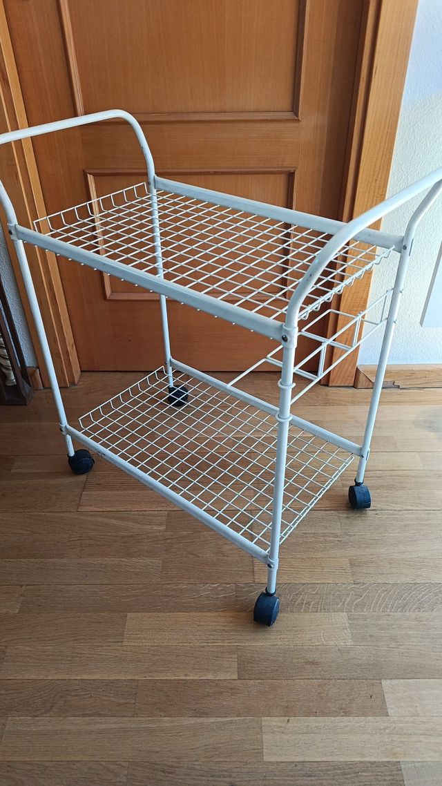 Carro bar camarera vintage metal blanco