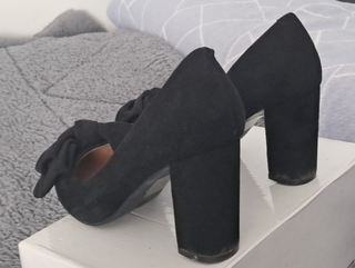 Zapatos tacón negros lazo elegantes T37