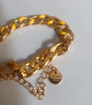 Bracciale catena oro giallo con smalto giallo