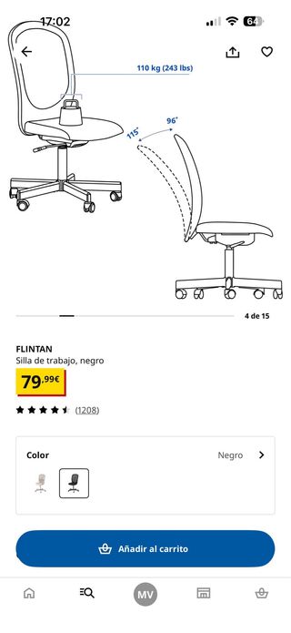 Silla de escritorio Ikea Flintan (+escritorio)