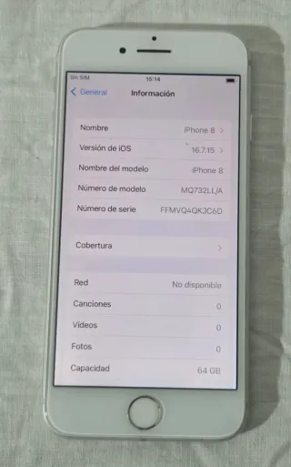 iPhone 8 64GB Plata - Batería 100% - Buen estado