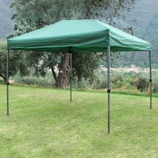 Gazebo 3x4,5 m Pieghevole Acciaio Telo PVC Verde