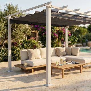 Gazebo 3x3 m in Alluminio Telo Retrattile Tortora