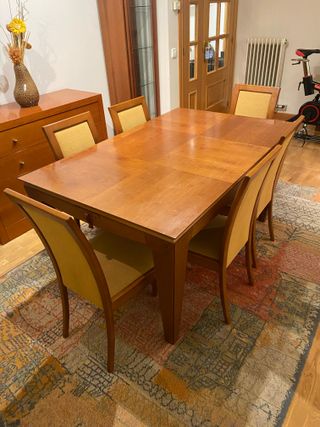 Mesa comedor extensible + 6 sillas madera