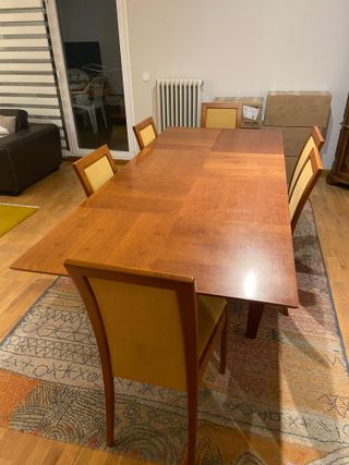 Mesa comedor extensible + 6 sillas madera