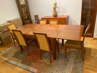 Mesa comedor extensible + 6 sillas madera