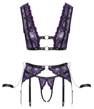 Completo lingerie pizzo viola TG XL