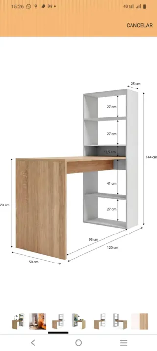 Escritorio con Estantería Blanco y Madera