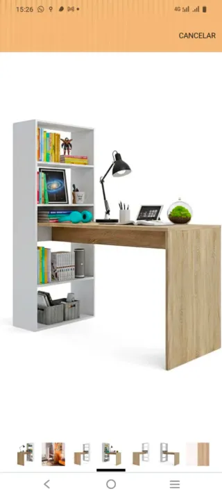 Escritorio con Estantería Blanco y Madera