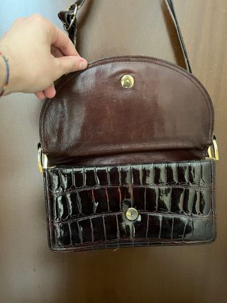 Borsetta vintage pelle coccodrillo marrone Morando