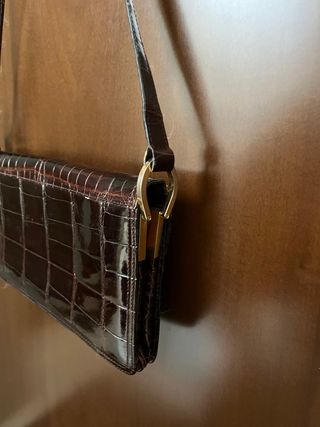 Borsetta vintage pelle coccodrillo marrone Morando