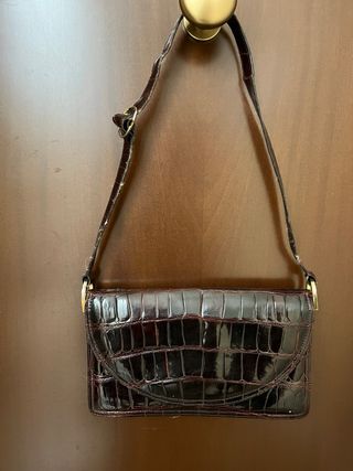Borsetta vintage pelle coccodrillo marrone Morando