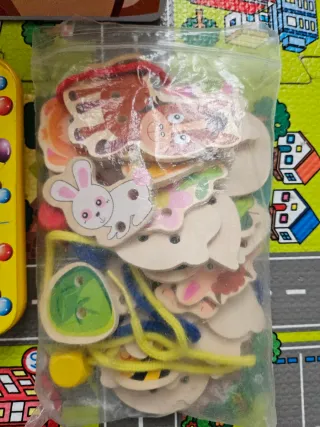 Juegos educativos madera casa árbol y puzzle