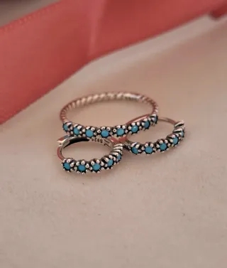 Anillo y Pendientes Plata Ley Turquesa