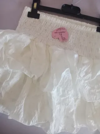 Falda blanca volantes talla única