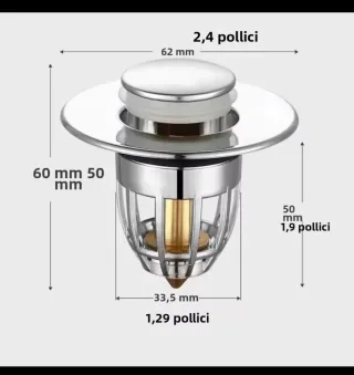 Tappo Scarico Pop Up Lavandino Bagno
