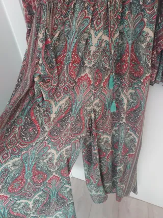 Vestido pantalón, largo seda estampado