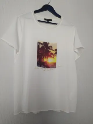 Camiseta Cortefiel Talla XL Palmeras Atardecer