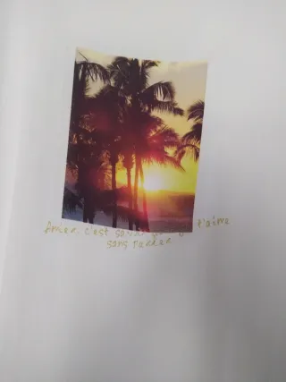 Camiseta Cortefiel Talla XL Palmeras Atardecer